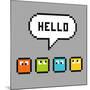 8-Bit Pxiel Characters Say Hello-wongstock-Mounted Art Print