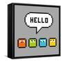 8-Bit Pxiel Characters Say Hello-wongstock-Framed Stretched Canvas