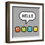 8-Bit Pxiel Characters Say Hello-wongstock-Framed Art Print