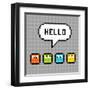 8-Bit Pxiel Characters Say Hello-wongstock-Framed Art Print