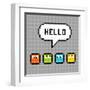 8-Bit Pxiel Characters Say Hello-wongstock-Framed Art Print