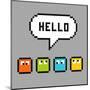 8-Bit Pxiel Characters Say Hello-wongstock-Mounted Art Print