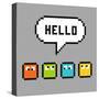 8-Bit Pxiel Characters Say Hello-wongstock-Stretched Canvas