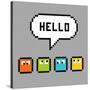 8-Bit Pxiel Characters Say Hello-wongstock-Stretched Canvas