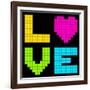 8-Bit Retro Pixel Love Heart-wongstock-Framed Art Print