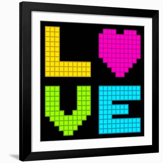 8-Bit Retro Pixel Love Heart-wongstock-Framed Art Print