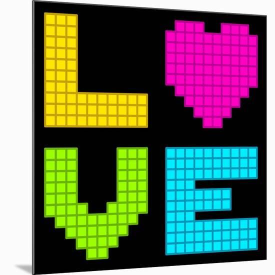 8-Bit Retro Pixel Love Heart-wongstock-Mounted Art Print