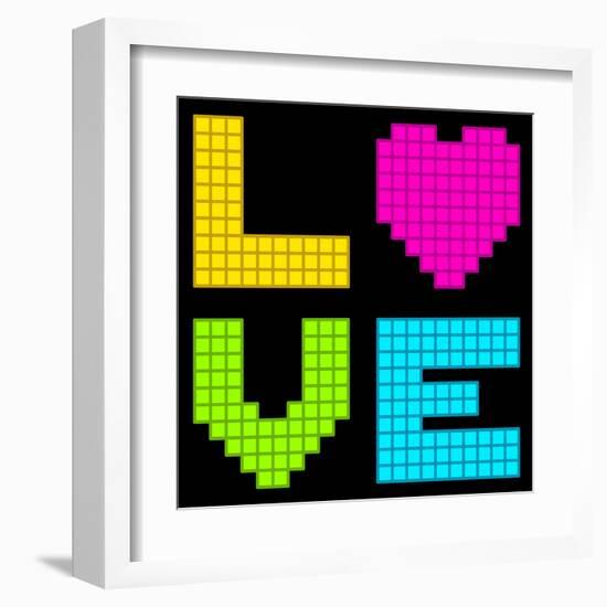 8-Bit Retro Pixel Love Heart-wongstock-Framed Art Print