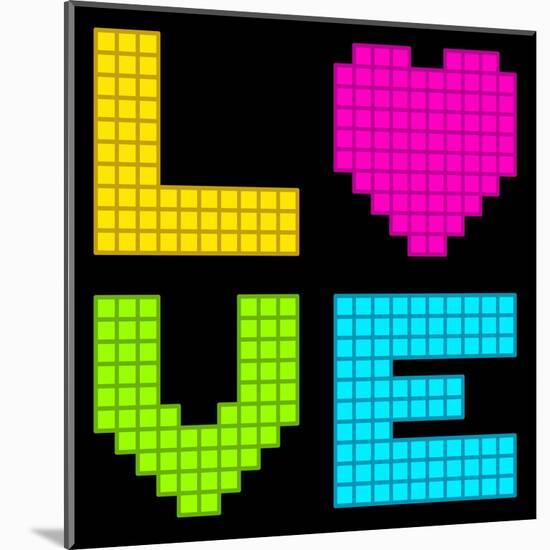 8-Bit Retro Pixel Love Heart-wongstock-Mounted Art Print