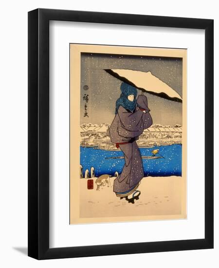 8 Famous View in Edo-Ando Hiroshige-Framed Giclee Print
