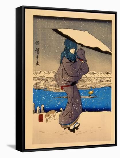 8 Famous View in Edo-Ando Hiroshige-Framed Stretched Canvas