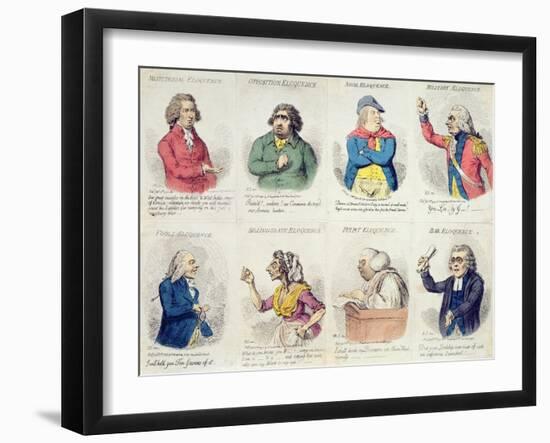 8 Vignettes Depicting Eloquence, Published by Hannah Humphrey in 1795-James Gillray-Framed Giclee Print