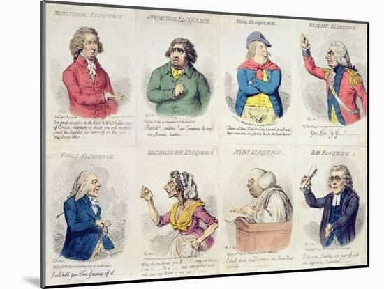 8 Vignettes Depicting Eloquence, Published by Hannah Humphrey in 1795-James Gillray-Mounted Giclee Print