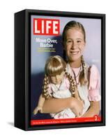 8-year-old Amelia and her American Girl doll Kristen on the cover of LIFE 12-03-2004.-Erin Patrice O'brien-Framed Stretched Canvas