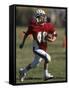 8 Year Old Boy Running with the Football-null-Framed Stretched Canvas