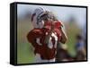 8 Year Old Boy Taking a Drink During a Football Game-null-Framed Stretched Canvas