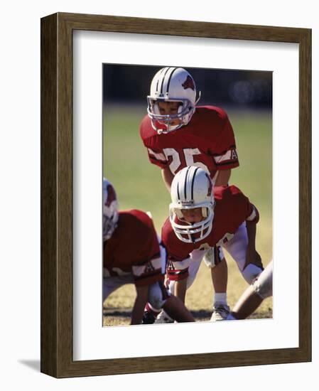 8 Year Old Boys Playing Football-null-Framed Photographic Print