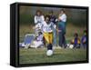 8 Year Old Girl in Action Durring Soccer Game, Lakewood, Colorado, USA-null-Framed Stretched Canvas