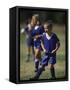 8 Year Old Girl in Action Durring Soccer Game, Lakewood, Colorado, USA-null-Framed Stretched Canvas