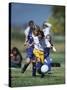 8 Year Old Girls in Action Durring Soccer Game, Lakewood, Colorado, USA-null-Stretched Canvas