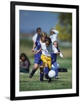 8 Year Old Girls in Action Durring Soccer Game, Lakewood, Colorado, USA-null-Framed Photographic Print