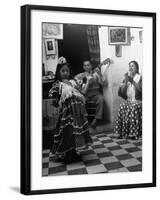 8-Year Old Gypsy Dancer with Her Parents-null-Framed Photographic Print