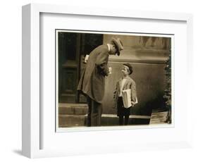 8 Year Old Newsboy Michael Mcnelis-Lewis Wickes Hine-Framed Photographic Print