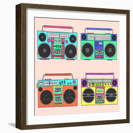 80S Boomboxes-victoria pineapple-Framed Art Print