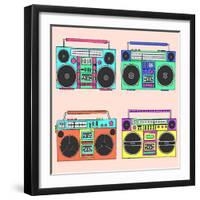80S Boomboxes-victoria pineapple-Framed Art Print