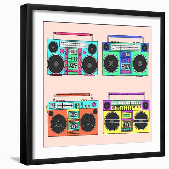 80S Boomboxes-victoria pineapple-Framed Art Print