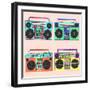 80S Boomboxes-victoria pineapple-Framed Art Print