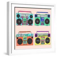 80S Boomboxes-victoria pineapple-Framed Art Print