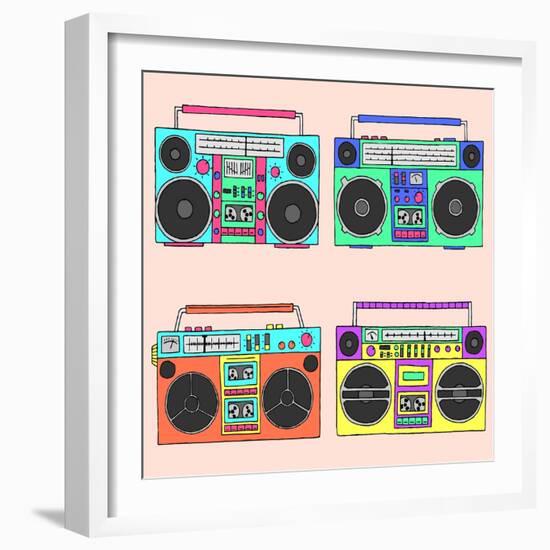 80S Boomboxes-victoria pineapple-Framed Art Print