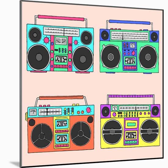 80S Boomboxes-victoria pineapple-Mounted Art Print