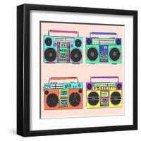 80S Boomboxes-victoria pineapple-Framed Art Print