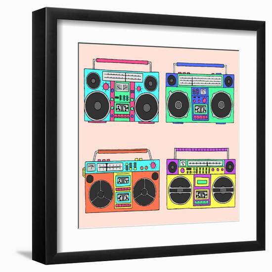 80S Boomboxes-victoria pineapple-Framed Art Print