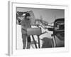 85 Year-Old Elmer Bull Out to Meet Rural Mailman Mark Whalon Making Rounds in Sub-Zero Weather-null-Framed Photographic Print