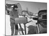 85 Year-Old Elmer Bull Out to Meet Rural Mailman Mark Whalon Making Rounds in Sub-Zero Weather-null-Mounted Photographic Print