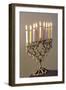 9-Branched Candelabra Used in Judaism at Hannukah-null-Framed Photographic Print