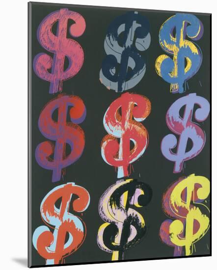 $9, c.1982 (on black)-Andy Warhol-Mounted Art Print