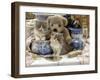 9-Week, Blue Bicolour Persian Kitten, Brindle Teddy Bear and Victorian Staffordshire Wash-Stand Set-Jane Burton-Framed Photographic Print