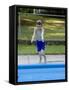 9 Year Old Boy Jumping into the Swimming Pool, Kiamesha Lake, New York, USA-Paul Sutton-Framed Stretched Canvas