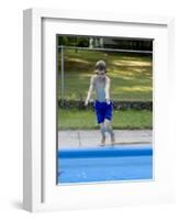 9 Year Old Boy Jumping into the Swimming Pool, Kiamesha Lake, New York, USA-Paul Sutton-Framed Photographic Print