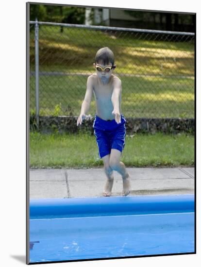 9 Year Old Boy Jumping into the Swimming Pool, Kiamesha Lake, New York, USA-Paul Sutton-Mounted Photographic Print