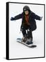 9 Year Old Boy Riding His Snowboard, New York, USA-Paul Sutton-Framed Stretched Canvas