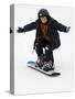 9 Year Old Boy Riding His Snowboard, New York, USA-Paul Sutton-Stretched Canvas