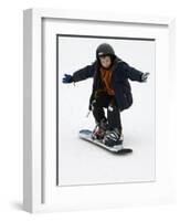 9 Year Old Boy Riding His Snowboard, New York, USA-Paul Sutton-Framed Photographic Print