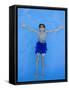9 Year Old Boy Swimming in Pool, Kiamesha Lake, New York, USA-Paul Sutton-Framed Stretched Canvas