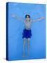 9 Year Old Boy Swimming in Pool, Kiamesha Lake, New York, USA-Paul Sutton-Stretched Canvas