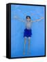 9 Year Old Boy Swimming in Pool, Kiamesha Lake, New York, USA-Paul Sutton-Framed Stretched Canvas